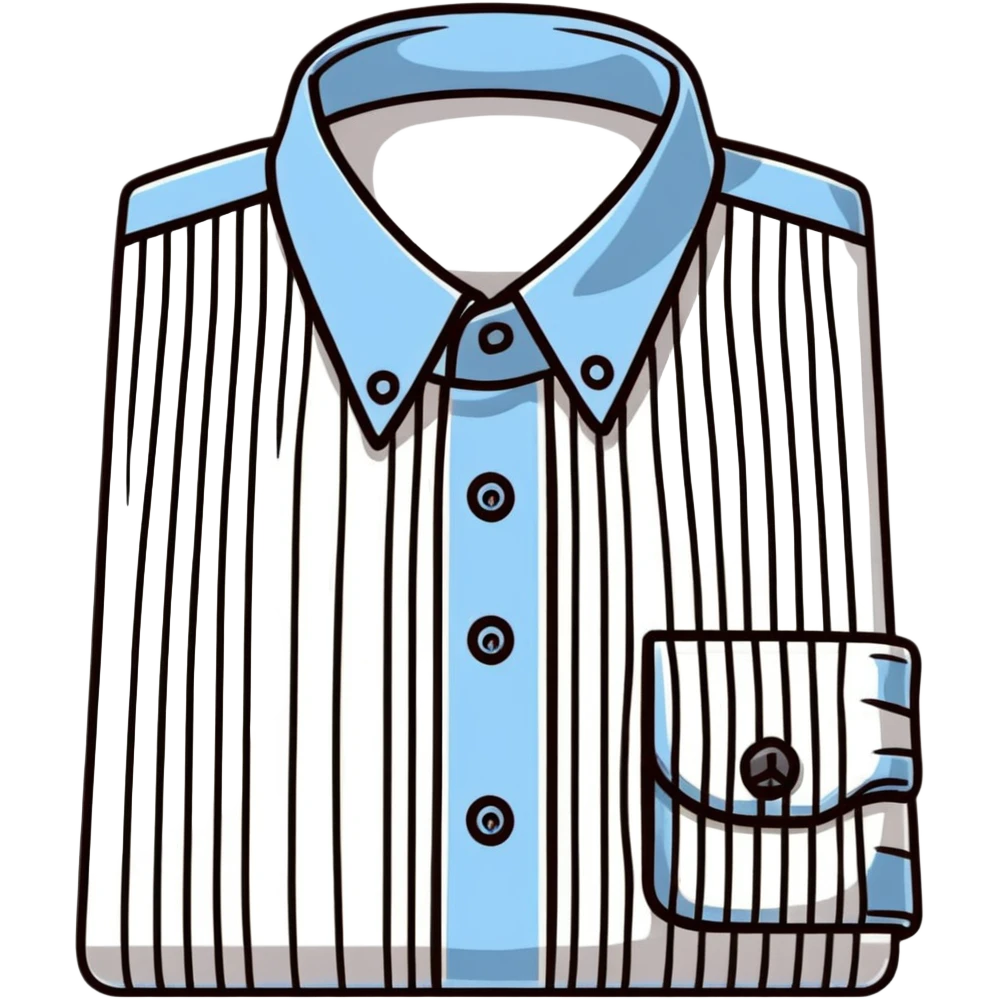 light blue and white vertically striped button down shirt, isolated emoji