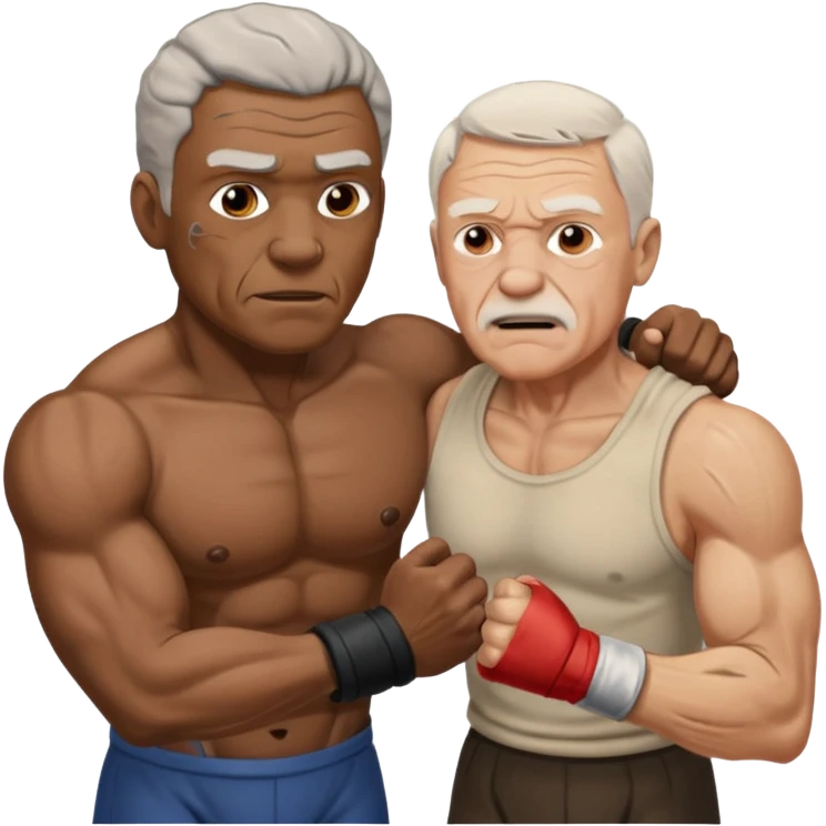 black guy and white old guy fighting emoji