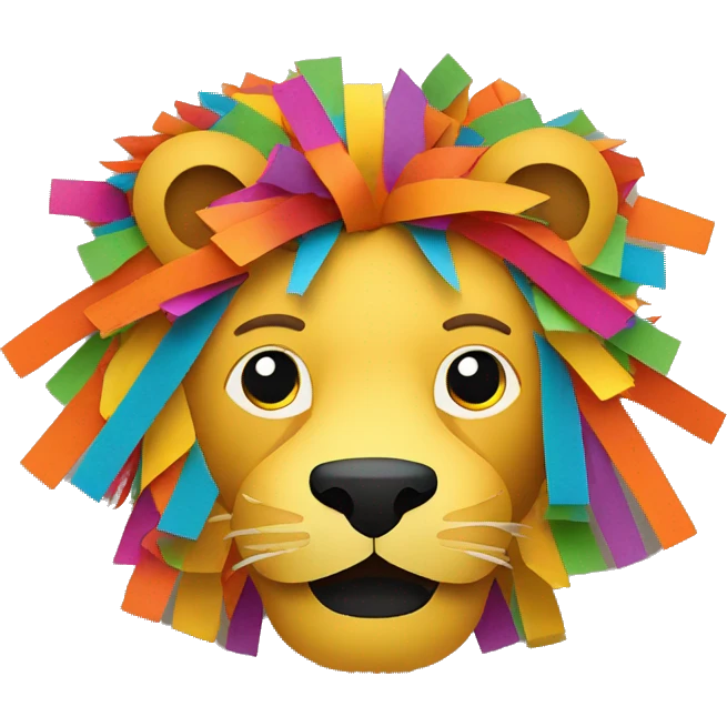lion made it colourful piñata paper strips emoji