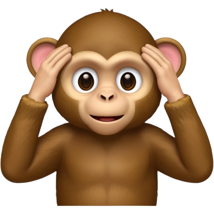 cartoon monkey, hands pressed firmly over eyes, no peeking, emoji style emoji