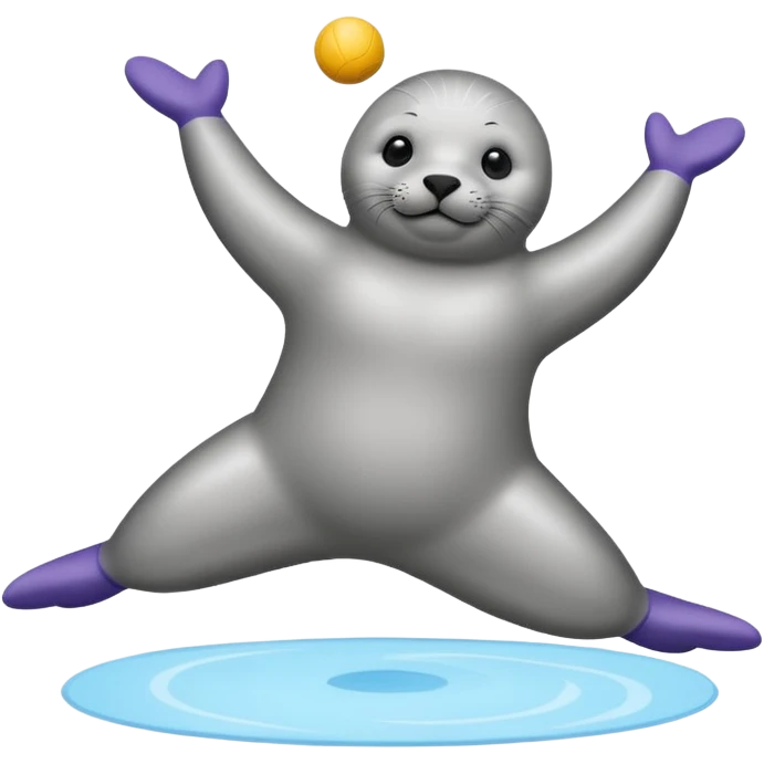 A seal performing gymnastics and juggling on ice emoji
