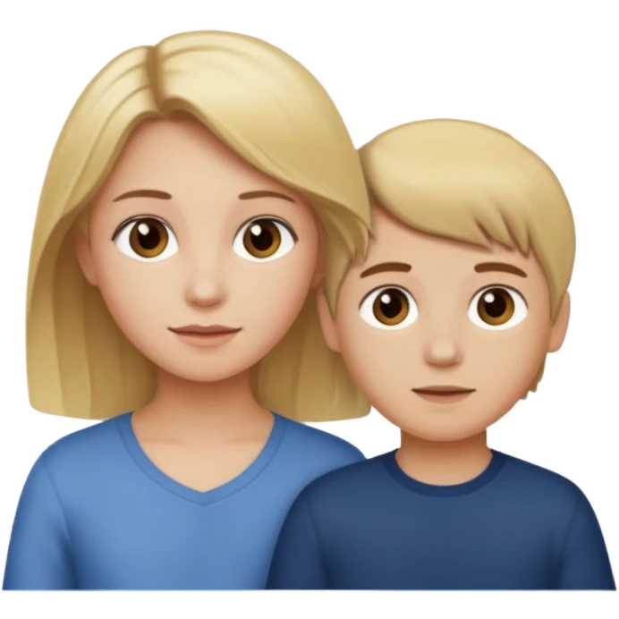 blonde head girl with a brown little boy  emoji