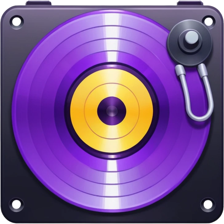 pixelated record with a purple middle emoji