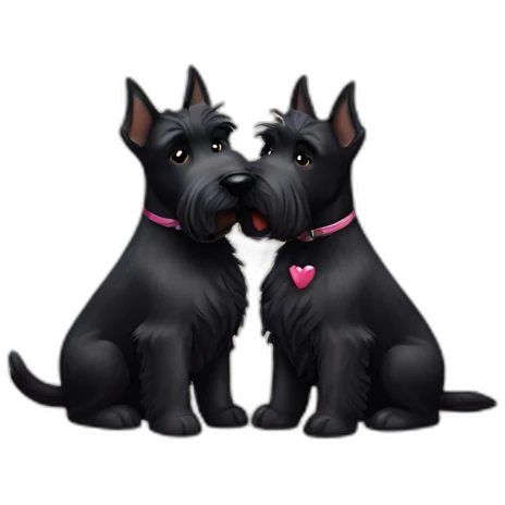 Two black Scottish terrier kissing emoji