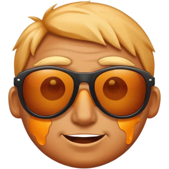 cartoon face with obvious sunburn, peeling skin, and sunglasses emoji