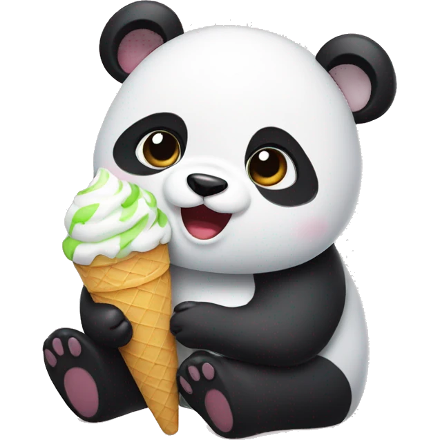 Panda eating ice cream emoji