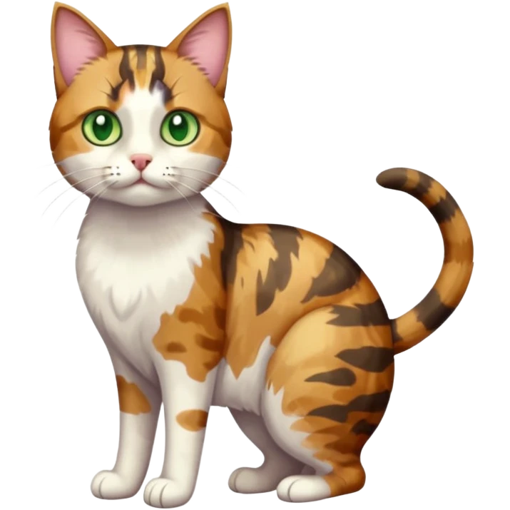 full body anxious looking colourful patchy light calico tabby cat emoji