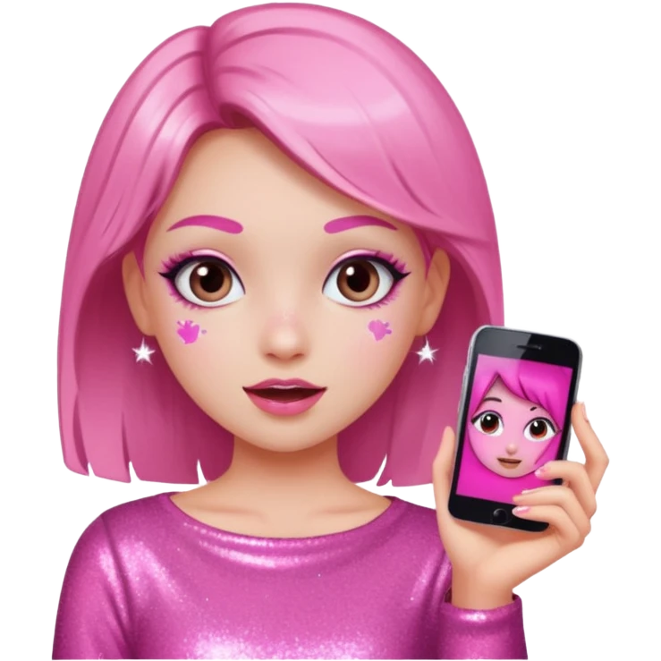 glitter pink girl naughty selfie emoji