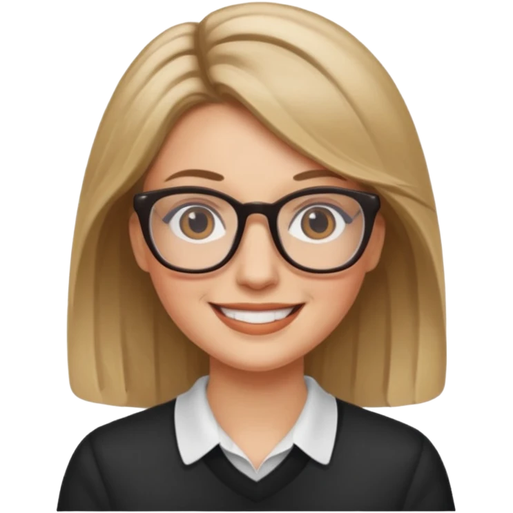 White woman,dark blonde hightlights, glasses,  emoji