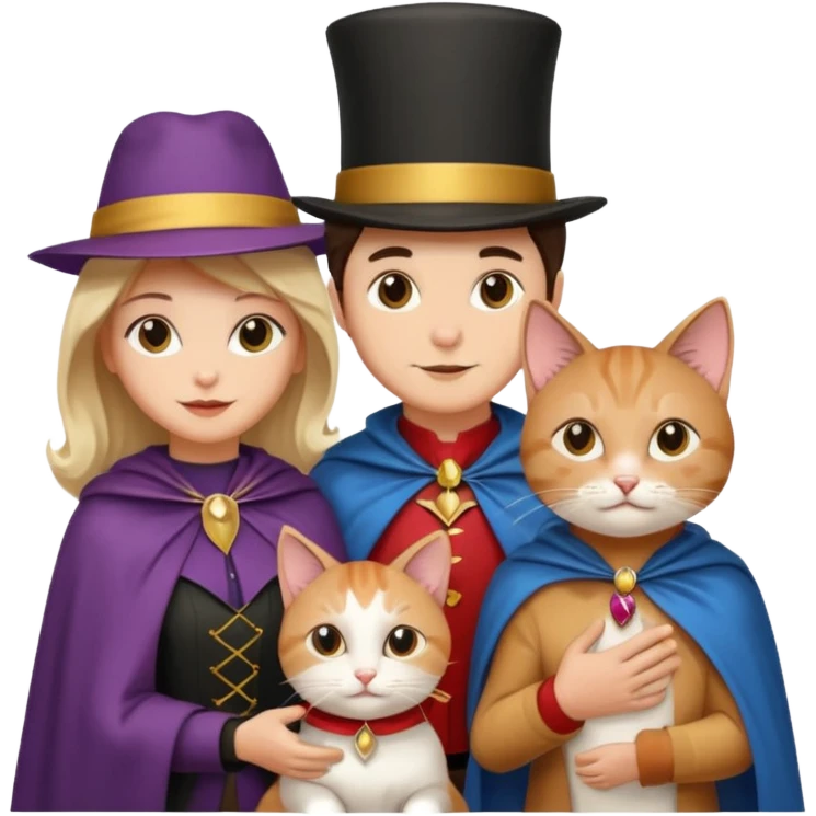 magician couple and their pet cat emoji