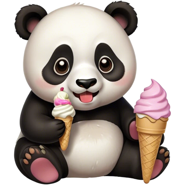 Panda eating ice cream WhatsApp  emoji