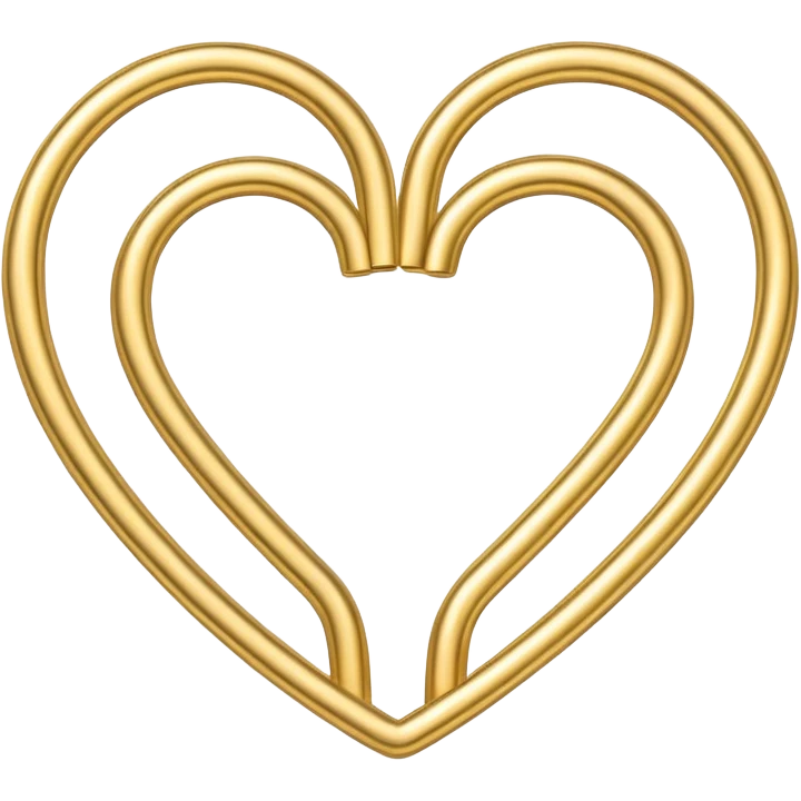 the heart is made from a paper clip, one side is gold and the other is silver emoji
