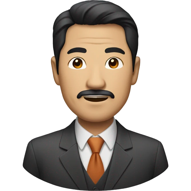 A  middle-aged  Asian  man  with  black  facial  hair,  dressed  in  a  suit. emoji