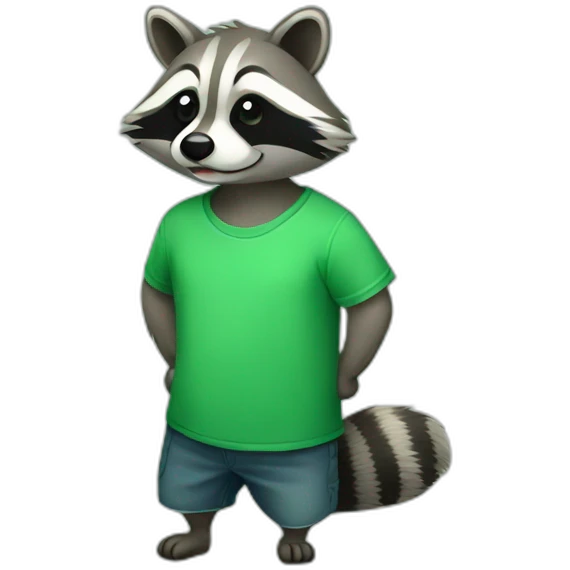 Raccoon in green plain tshirt emoji