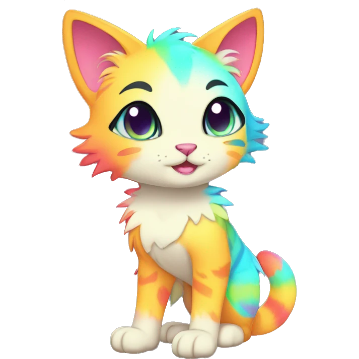 Colorful Sparkle-cat-fursona full body emoji