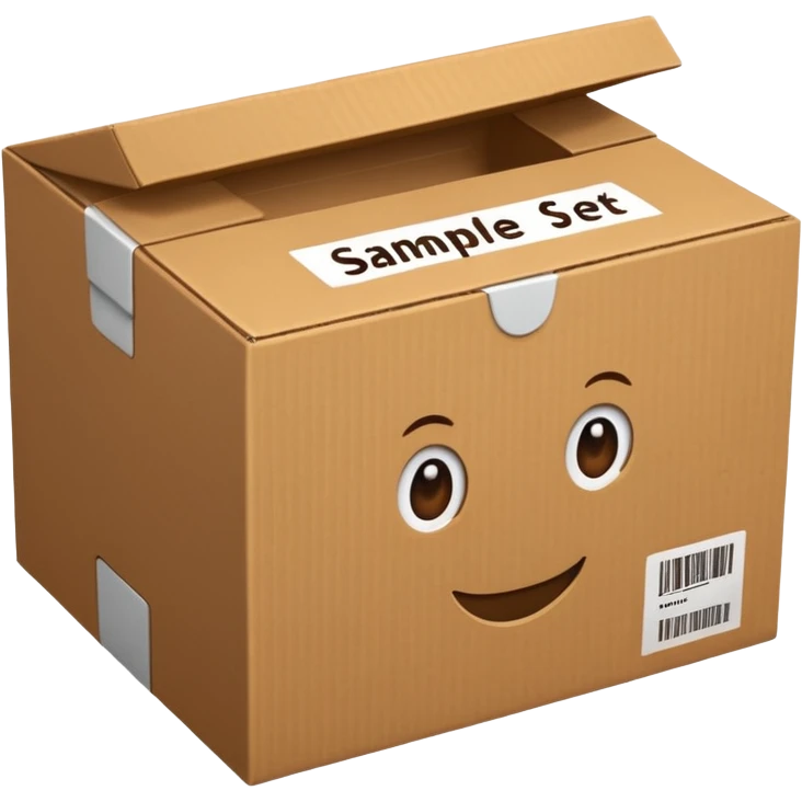 ein karton mit der beschriftun "musterset" emoji
