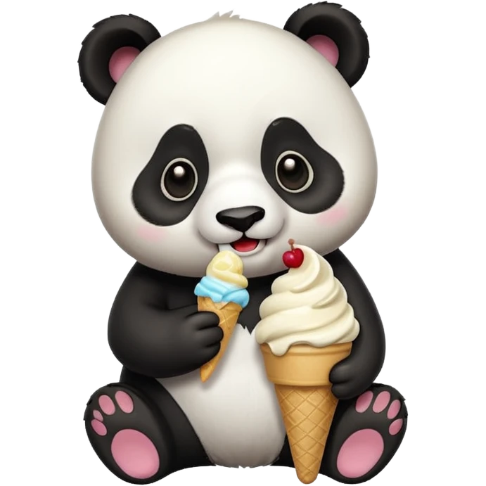 Panda eating ice cream emoji