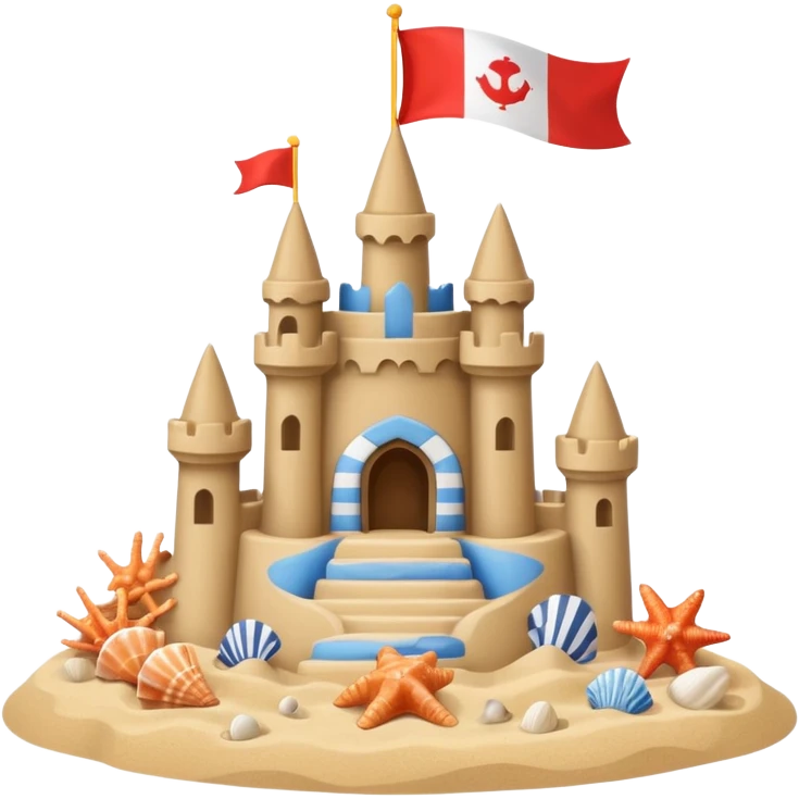 Decorated sand castle – seashells  emoji