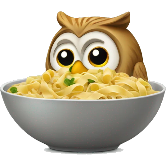 An owl eating pasta  emoji