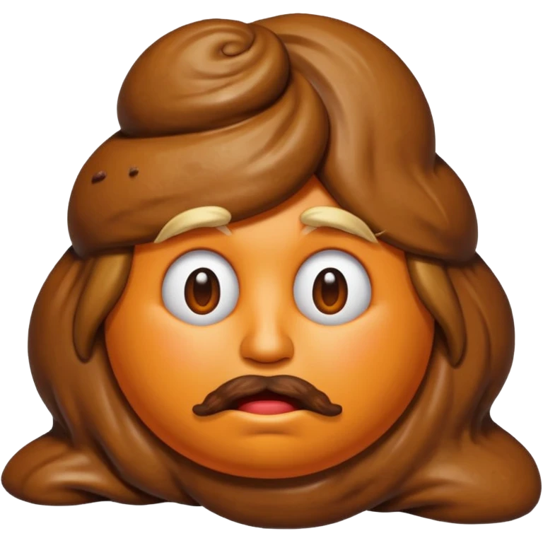 the poop emogi, a pile of poop in trumps image   none of those are what i want  i want the poop emogi with trumps face renbdered in poop, with an orange cast, and his wig on top nope emoji