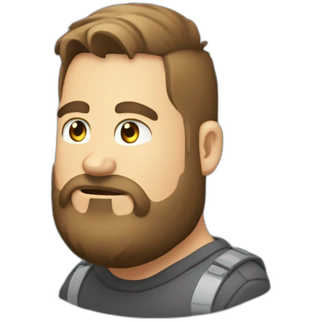 neck beard fat gamer guy using a pc emoji