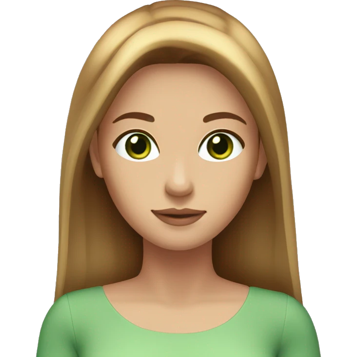 golden brown straight hair, green eyes, lilac dress emoji