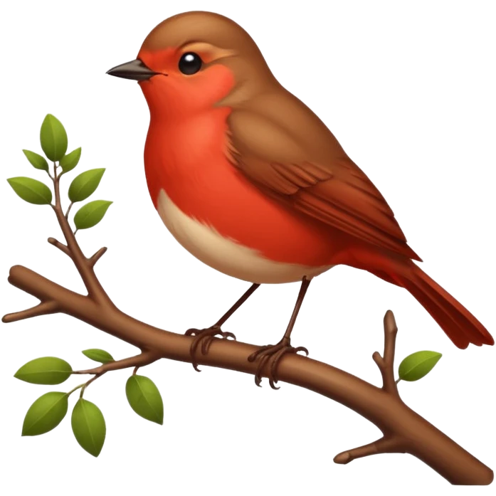tiny red robin, one color emoji