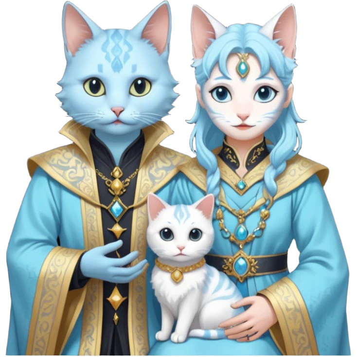 Leviathan magician couple and their pet cat emoji
