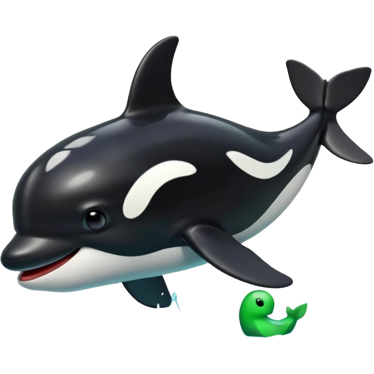 3d Cartoon orca with a green tick next to it emoji