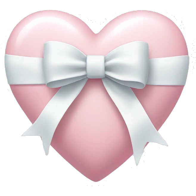 Pastel pink heart with white bow emoji