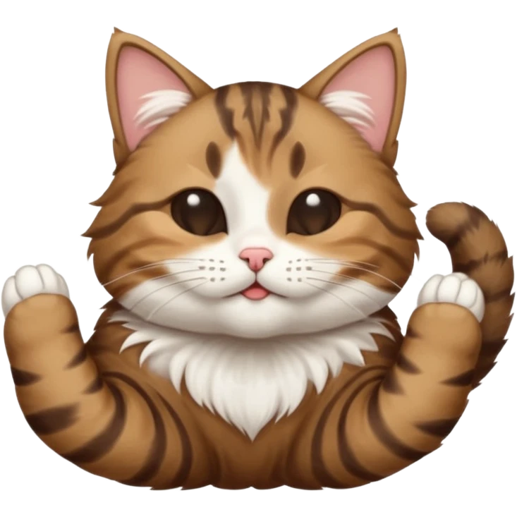 dark brown tabby and white cat in funny positions upside down with eyes closed emoji