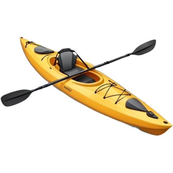 An icon showing a close-up of a sleek kayak with double-bladed paddles gliding through water. Splashes surround the boat as it cuts across a calm surface, symbolizing speed and focus. Transparent background emphasizes the dynamic and personal nature of kayak paddling. emoji