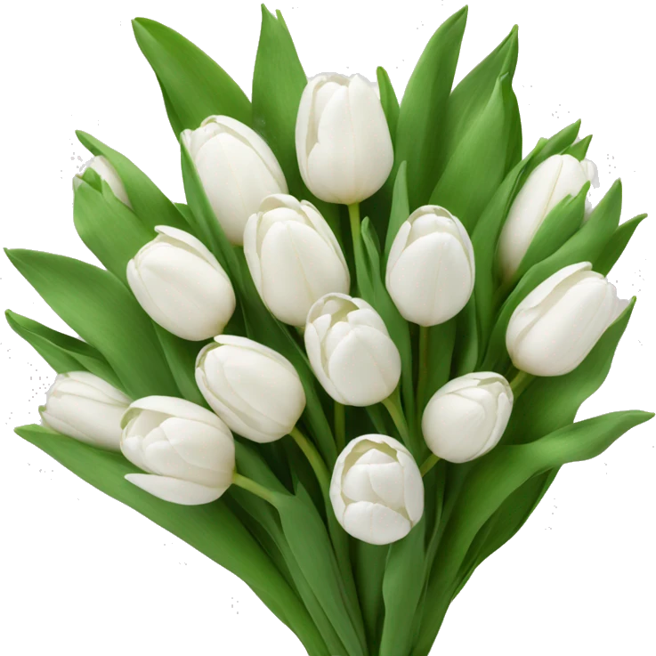 Big realistic bouquet of white tulips emoji