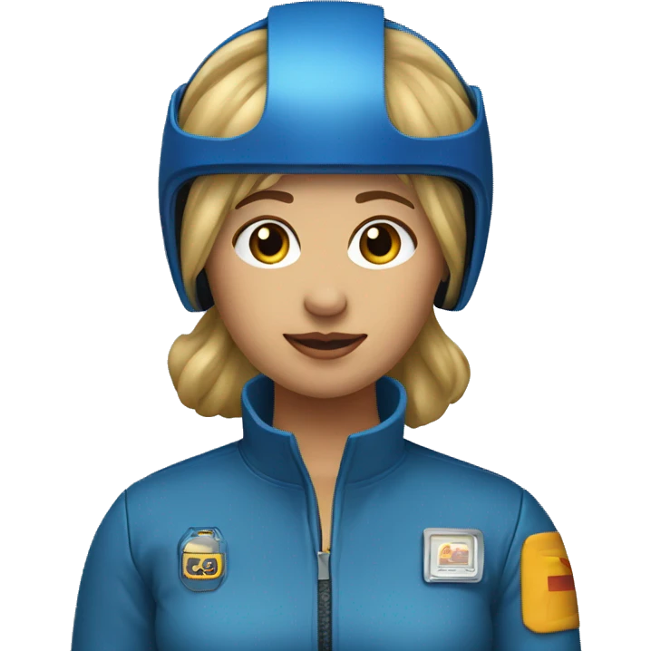 Honey blonde woman in blue helmet and blue flight jumpsuit  emoji