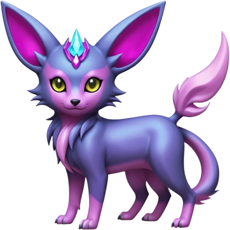 White and magenta hyperrealistic elegant pretty beautiful shiny pastel soft glossy smooth alloy divine holy legendary epic ethereal fantasy cyperpunk futuristic feral Manectric-Luxray-Umbreon-Espeon-Amaura-Electrike-fusion-creature  emoji