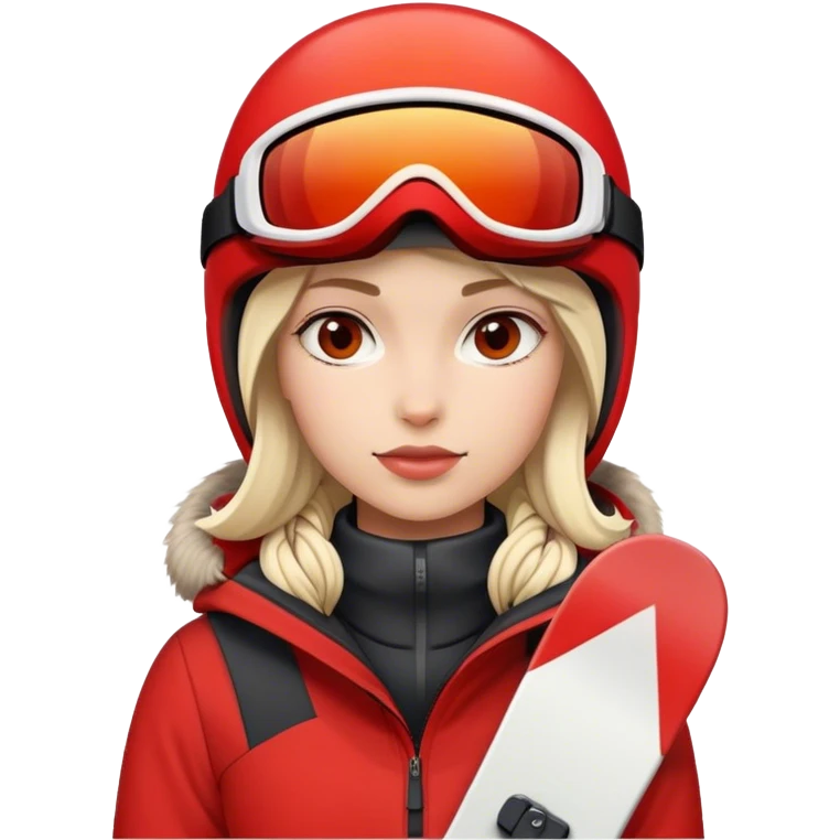 Female snowboarder in red emoji