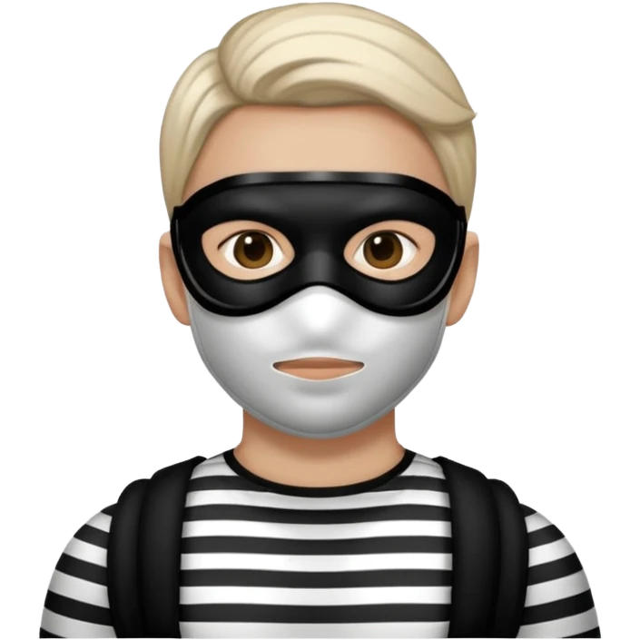 burglar with mask and black white stripe clothes emoji