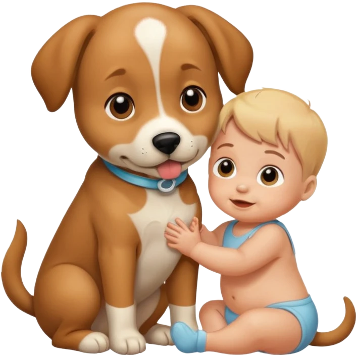 Dog with a baby human emoji
