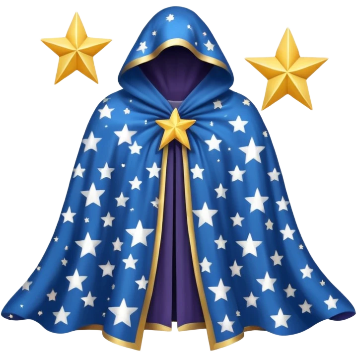 a fantasy  magic, white color with star pattern cloak emoji