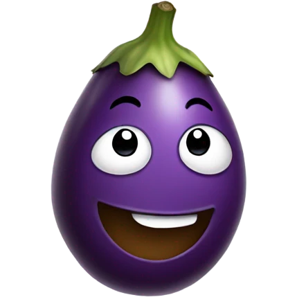Smiling emoji with eggplant in mouth emoji