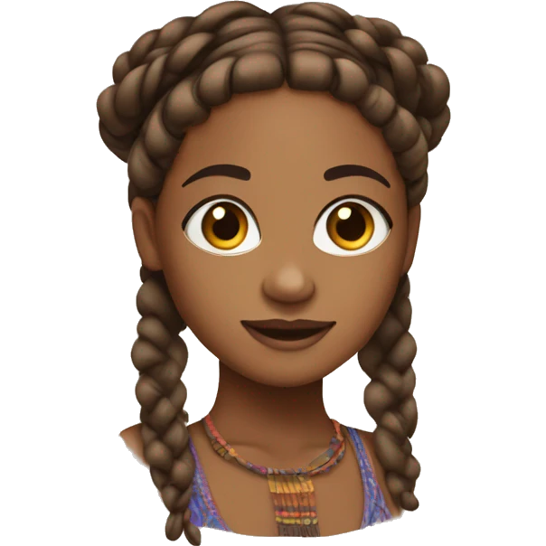 Brownskin girl with boho braids emoji