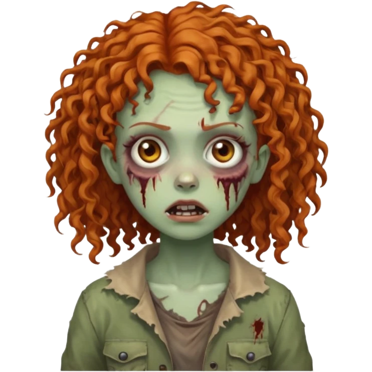 Ginger curly hair zombie girl with Brown eyes  emoji