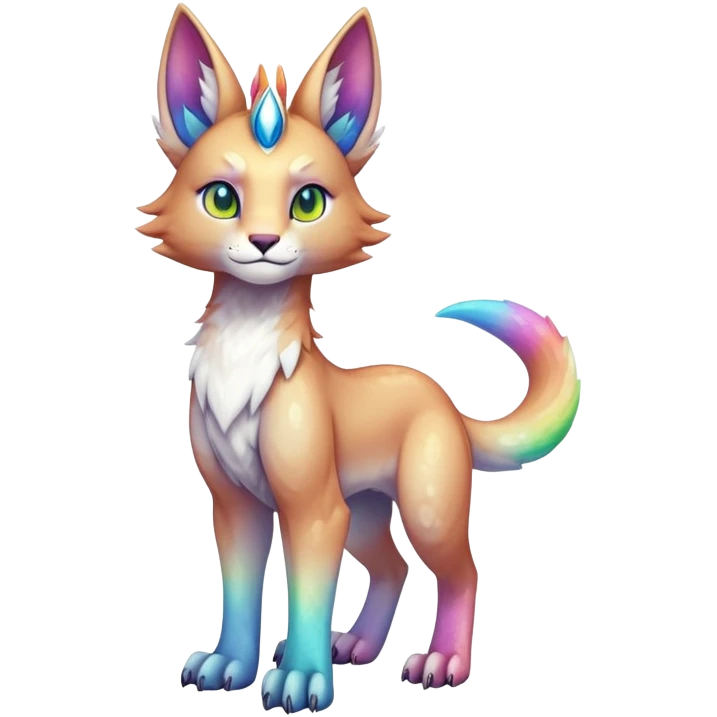 Cute Kawaii Epic Ethereal Sparkly Colorful Sergal-Caracal-Vernid full body emoji