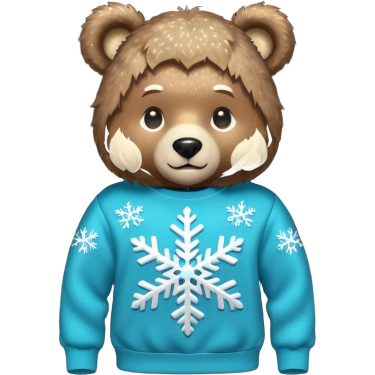Glitter bear with cyan snowflake black sweatshirt emoji