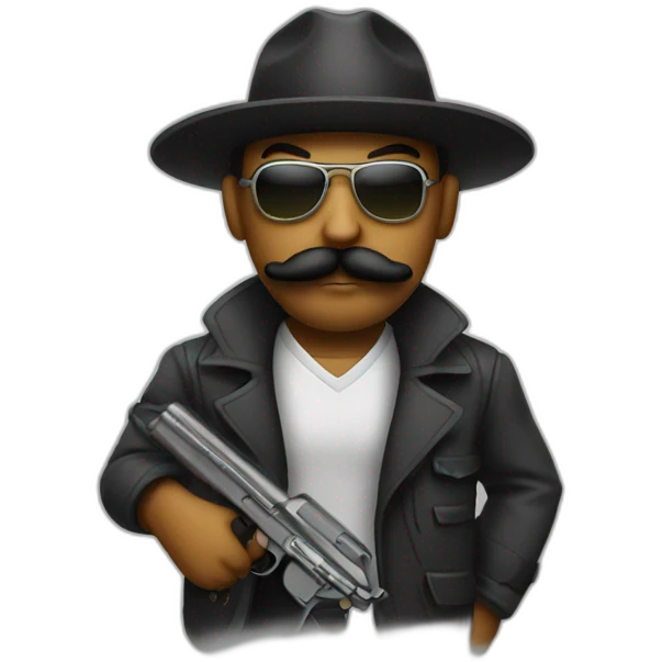 Gangster with a mustache and a gun emoji