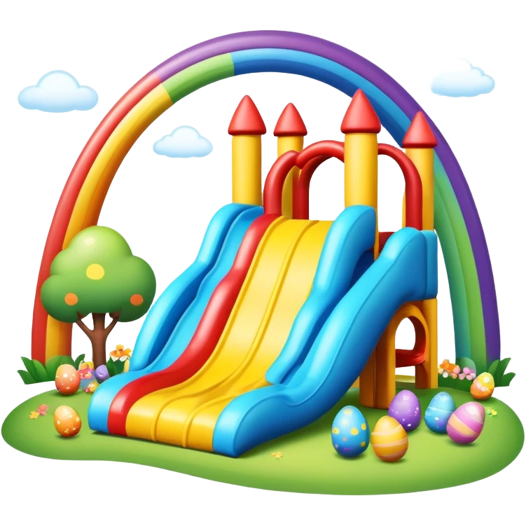 an easter rainbow bouncy play park landscape  emoji