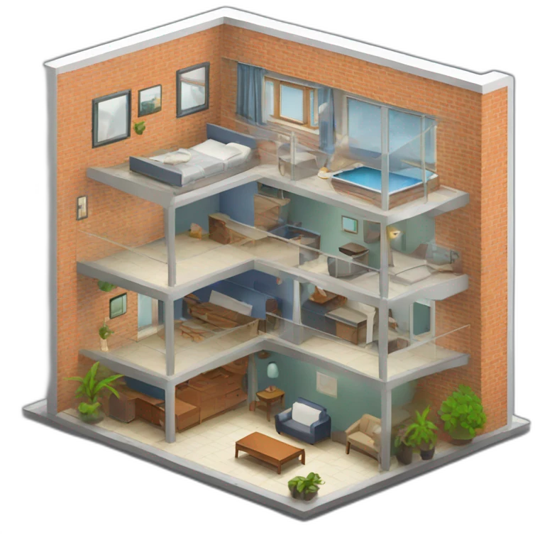 Apartment isometric emoji