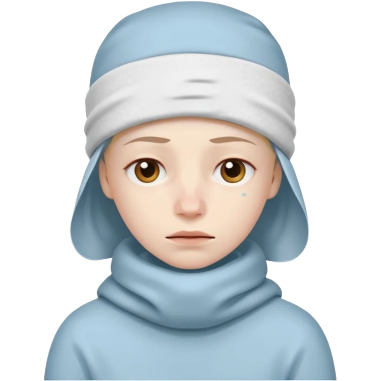 A person with headaches and a cold pack on the head emoji