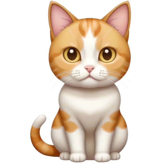 full body calico tabby + white cat with tiny head and fat body emoji