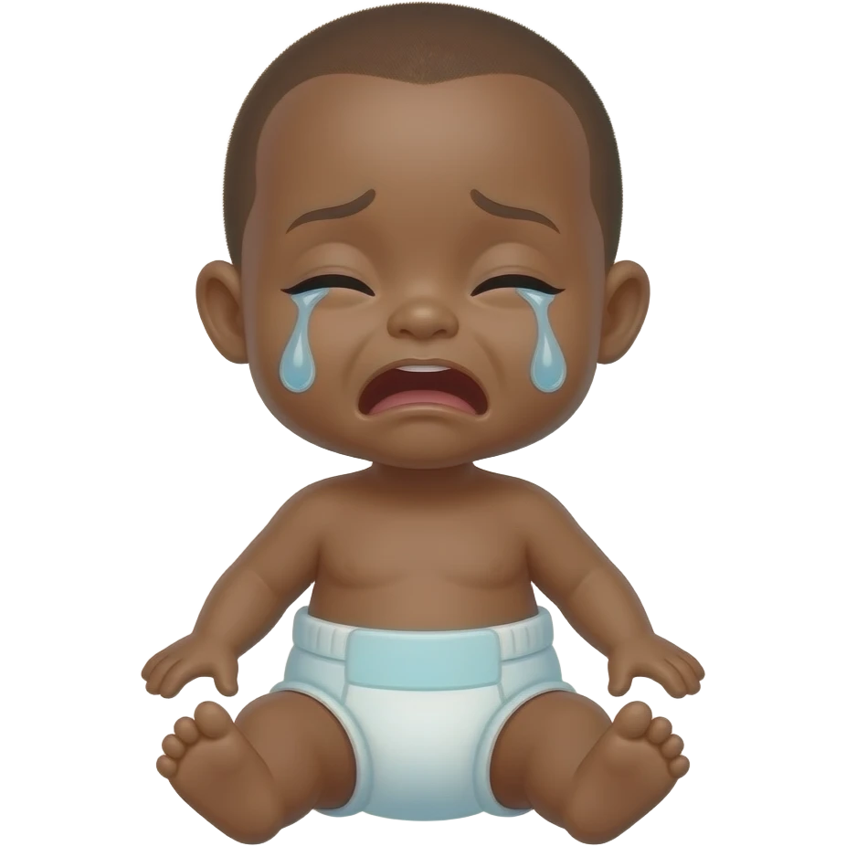 Black baby crying in diaper emoji